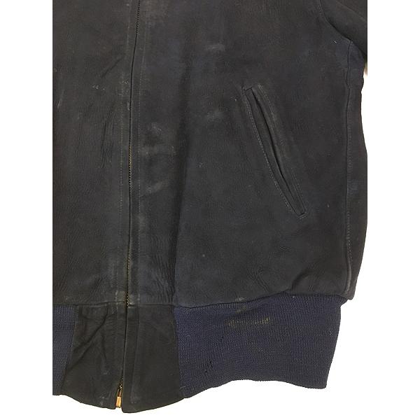 【50s】Californianレザージャケット / 本革 / ジャンク 古着 50s Californian 本革 ネイビー ヌバック レザー スポーツ