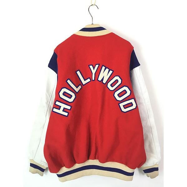 古着 70s Ebbets Field Flannels 「HOLLYWOOD」 本革 レザー ウール 