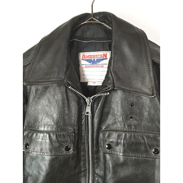 古着 80s Canada製 American Leatherwear 本革 レザー ポリスマン