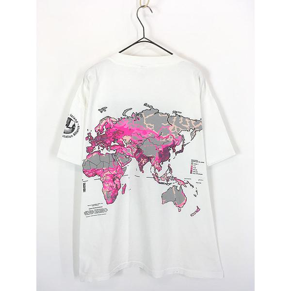 古着 90s USA製 世界地図 マップ 人口密度 チャート Tシャツ XL : 古着