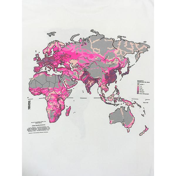 古着 90s USA製 世界地図 マップ 人口密度 チャート Tシャツ XL : 古着