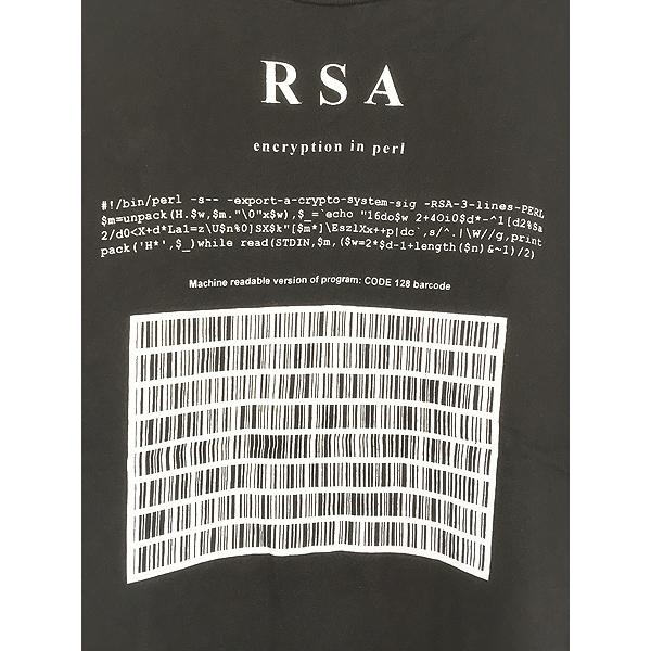 古着 90s USA製 RSA 「Encryption in PERL」 RSA暗号 軍事 プライバシー バーコード メッセージ Tシャツ XL 古着 90s USA製 RSA 「Encryption in PERL」 RSA暗号 軍事