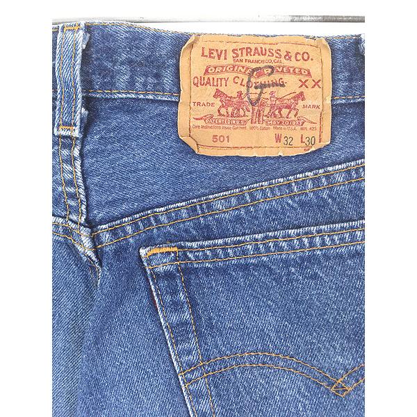 古着 90s USA製 Levi's 501-0115 「赤文字」 濃紺 ブルー デニム
