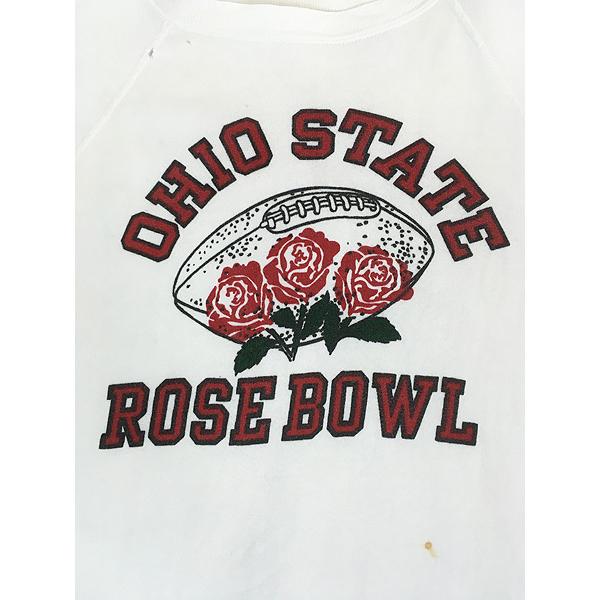 古着 60s Velva Sheen 「OHIO STATE ROSE BOWL」 染み込み ラグラン 