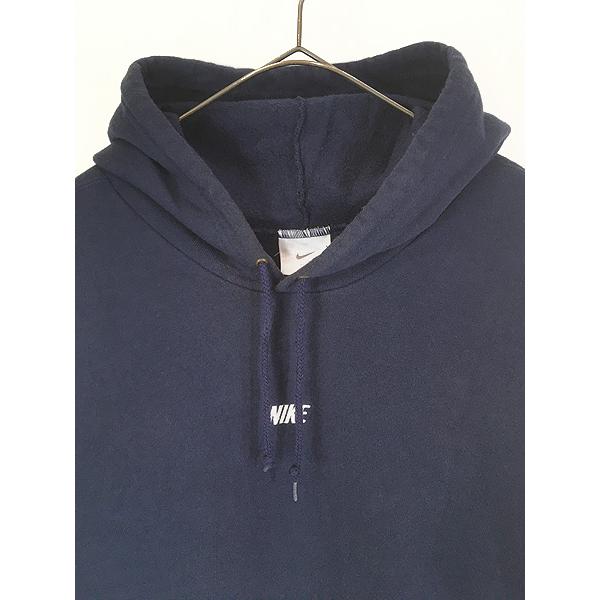 古着 USA製 NIKE センター ロゴ 刺しゅう スウェット パーカー ネイビー XXL 古着 古着 USA製 NIKE センター ロゴ 刺しゅう スウェット パーカー