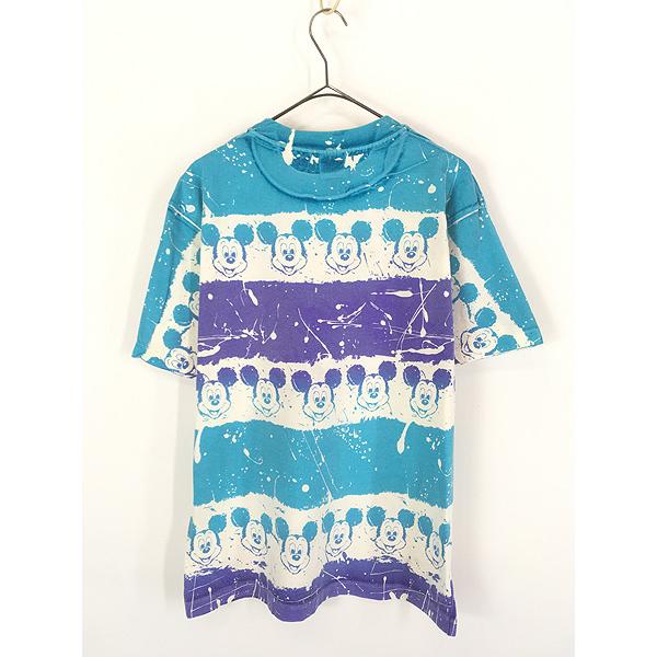 古着 80s USA製 Disney Mickey ミッキー ボーダー オール