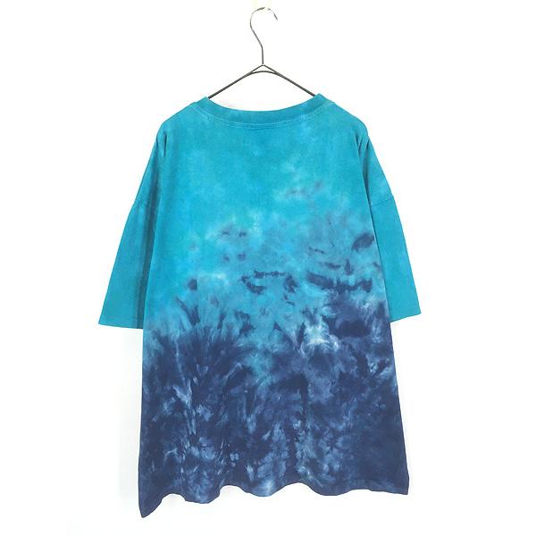 USA【アメリカ古着❗️】Tシャツ　ライオンロゴ　アニマルロゴ　タイダイ柄　青 90年代 USA製 LIQUID BLUE ライオン タイダイ アート ビッグプリント T