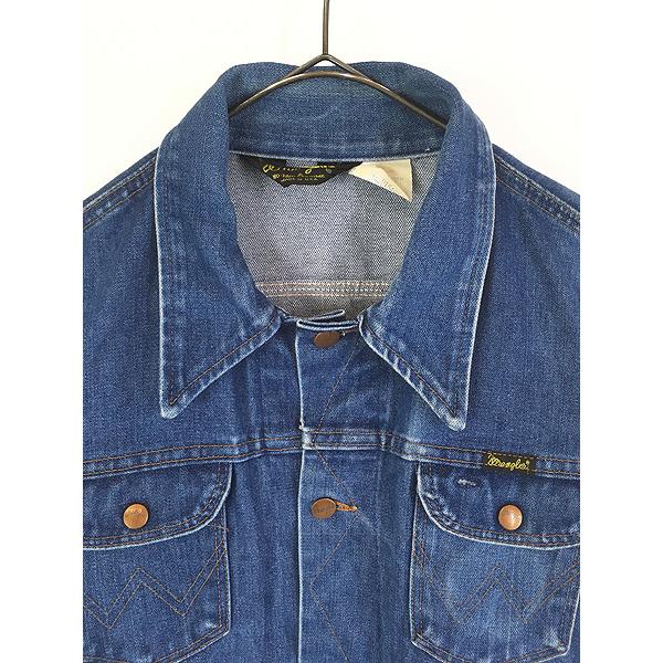 古着 70s USA製 Wrangler 136MJ No Fault Denims ブルー デニム トラッカー ジャケット Gジャン 44L!! 古着 70s USA製 Wrangler 136MJ No Fault Denims ブルー デニム