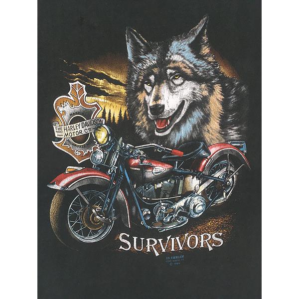 古着 80s 3D EMBLEM HARLEY DAVIDSON オオカミ ウルフ バイク