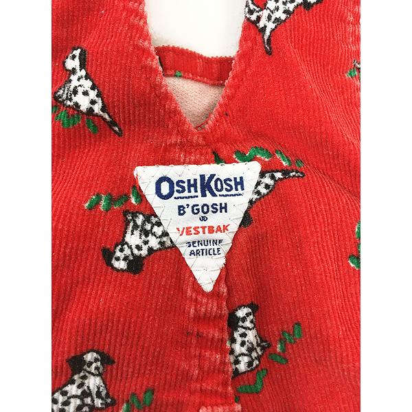 キッズ 古着 80s USA製 Oshkosh B'gosh 犬 わんちゃん 総柄