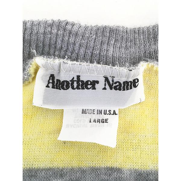 レディース 古着 80s USA製 Another Name 黄×グレー ボーダー 8分袖