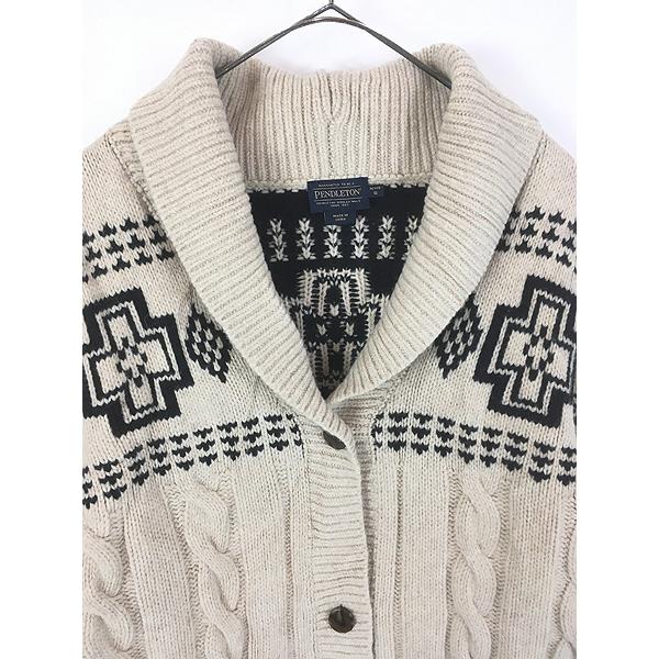 レディース 古着 PENDLETON クロス ネイティブ ケーブル ショール
