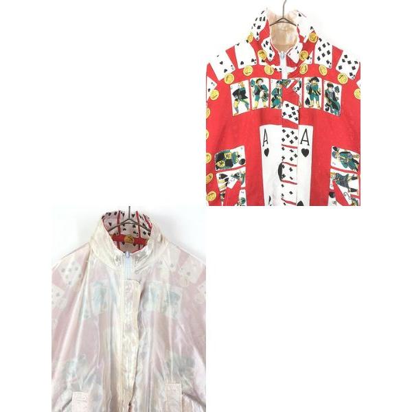 レディース 古着 90s Migbty トランプ×無地 ソリッド サテン リバーシブル ジャケット ブルゾン L位 レディース 古着 90s Migbty トランプ×無地 ソリッド サテン