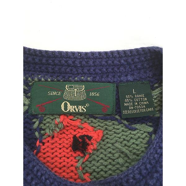 レディース 古着 90s ORVIS 鳥 バード アニマル 総柄 麻 コットン ニット カーディガン L レディース 古着 90s ORVIS 鳥 バード アニマル 総柄 麻 コットン