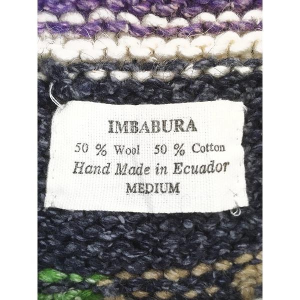 レディース 古着 90s エクアドル製 男女 人 手つなぎ ボーダー ヘビー