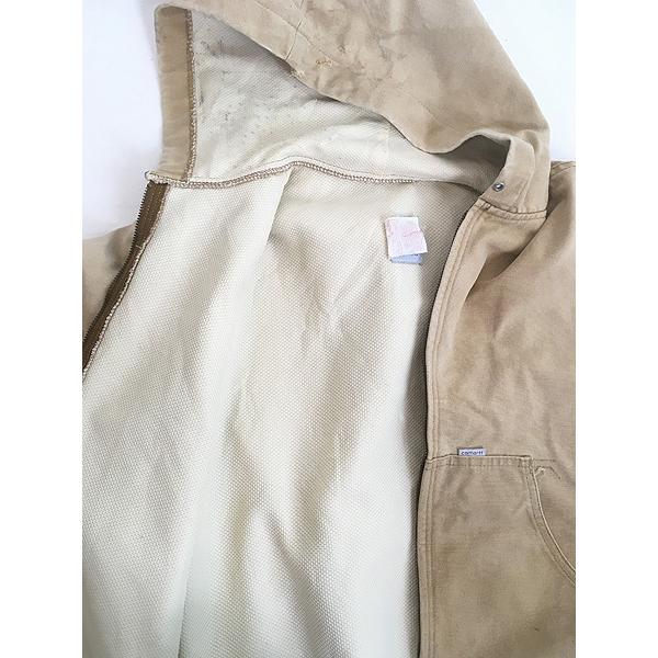 レディース 古着 80s USA製 Carhartt 裏地 メッシュ フェード ブラウン ダック アクティブ パーカー ジャケット L レディース 古着 80s USA製 Carhartt 裏地 メッシュ フェード ブラウン