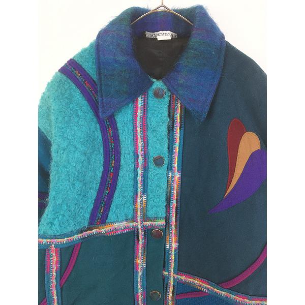レディース 古着 90s COLORATURA 異素材 パッチワーク アップリケ