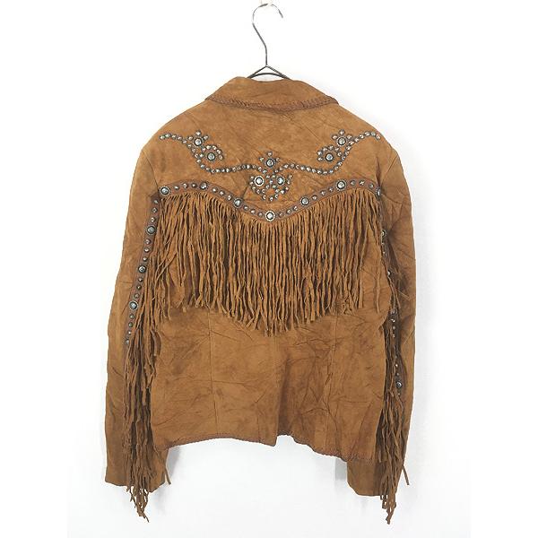 レディース 古着 90s CRIPPLE CREEK 本革 スエード レザー コンチョ