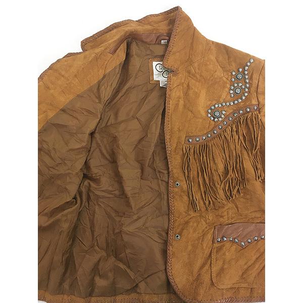 レディース 古着 90s CRIPPLE CREEK 本革 スエード レザー コンチョ