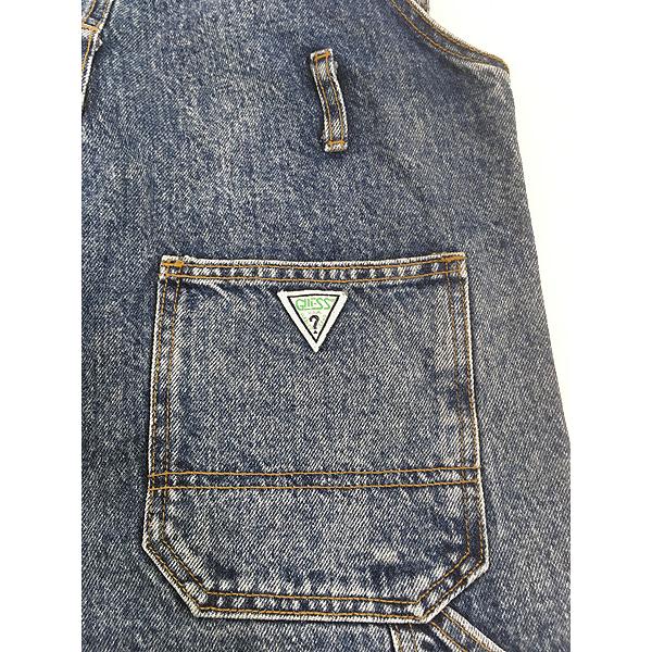 レディース 古着 90s USA製 GUESS ブルー デニム オーバーオール