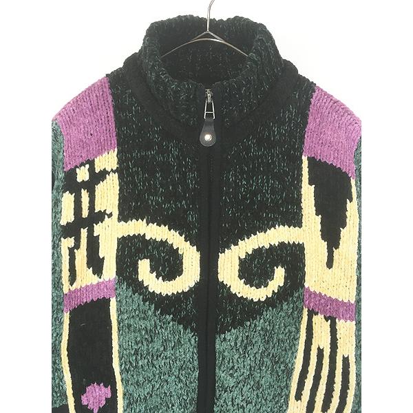 80s コムデギャルソン　変形　ドット　ニットジップアップジャケット レディース 古着 90s jamie sadock ネイティブ モールヤーン