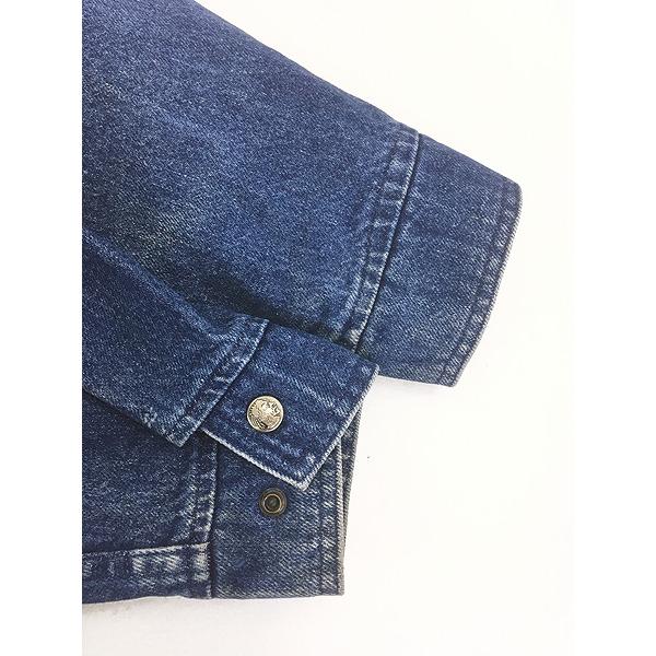 レディース 古着 90s USA製 WoolRich ブランケット ライナー 襟 本革 レザー デニム ジャケット Gジャン M レディース 古着 90s USA製 WoolRich ブランケット ライナー 襟 本革