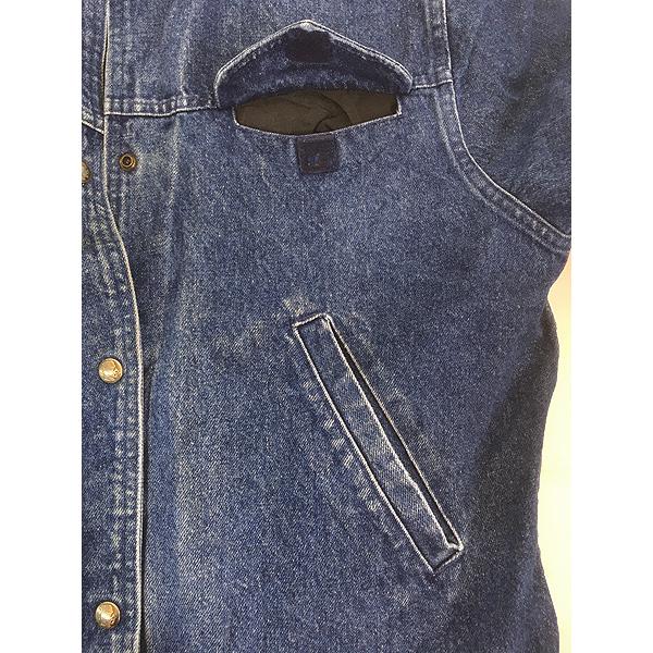 レディース 古着 90s USA製 WoolRich ブランケット ライナー 襟 本革