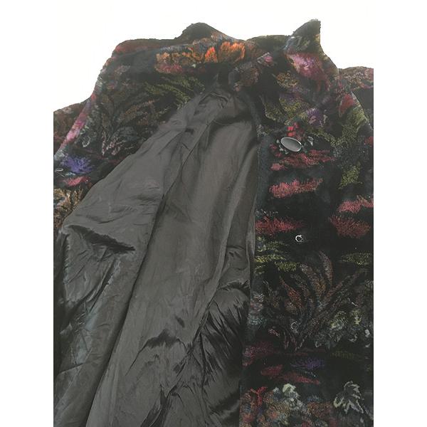 レディース 古着 80s USA製 DONNY BROOK 花 ボタニカル 総柄 フェイク ファー ロング コート L位 レディース 古着 80s USA製 DONNY BROOK 花 ボタニカル 総柄 フェイク