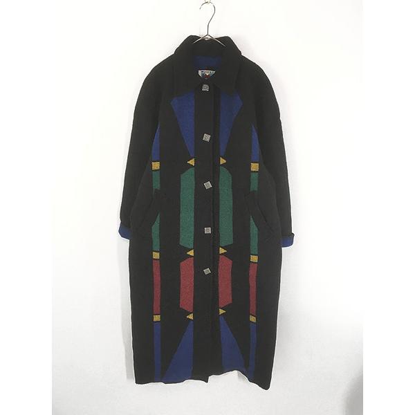 レディース 古着 90s USA製 WOODED RIVER ネイティブ パターン ウール