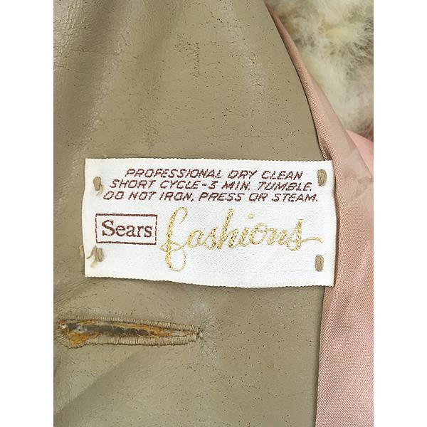 レディース 古着 70s Sears Fashions リブニット ウッドボタン フェイクファー ジャケット M位 レディース 古着 70s Sears Fashions リブニット ウッドボタン