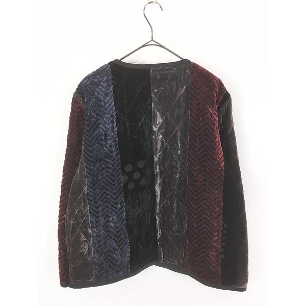 レディース 古着 00s KOOS 光沢 シェブロン ストライプ ドット 総柄