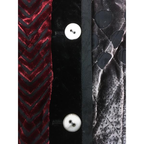 レディース 古着 00s KOOS 光沢 シェブロン ストライプ ドット 総柄 キルティング ベロア ジャケット S レディース 古着 00s KOOS 光沢 シェブロン ストライプ ドット 総柄