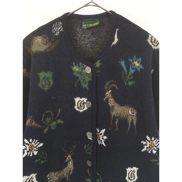 レディース 古着 80s Austria製 GEIGER 花 フラワー 鹿 ヤギ ノー