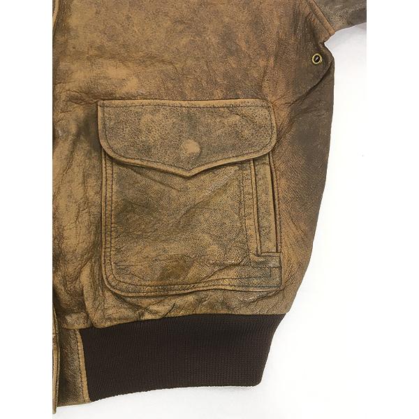 レディース 古着 80s LL Bean Type A-2 本革 ゴートスキン レザー フライング タイガー ジャケット ブラウン L位 レディース 古着 80s LL Bean Type A-2 本革 ゴートスキン レザー