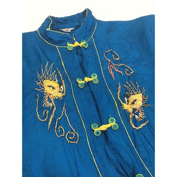 レディース 古着 60-70s 日本製 ドラゴン 龍 刺しゅう 光沢 シルク