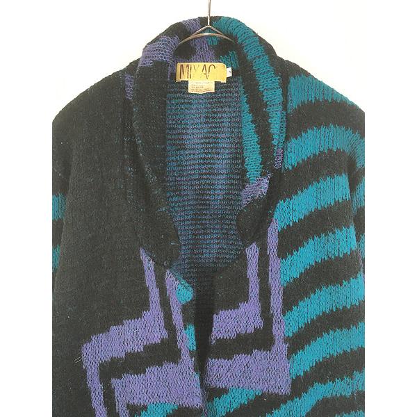 レディース 古着 90s MIXAGE ボーダー 幾何学 ウール モヘア ニット