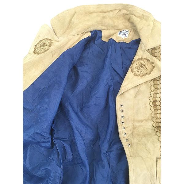 レディース 古着 70s Mexico製 花 フラワー ネイティブ 焼印 本革