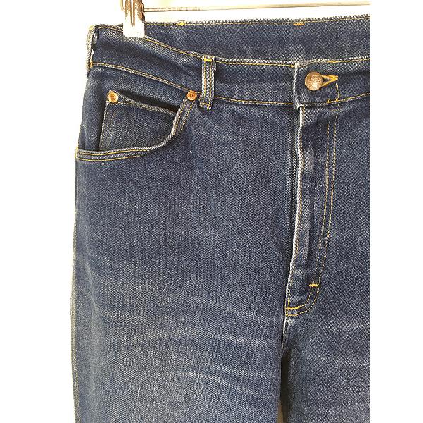 古着 80s USA製 Lee 307-1746 ヒゲ 縦落ち ブルー ストレッチ デニム 