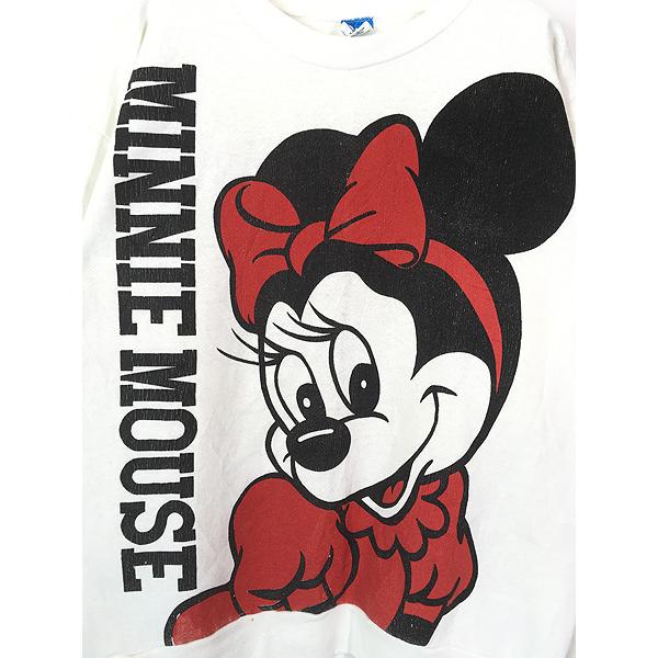 古着 80s USA製 Disney Minnie ミニー 両面 BIG プリント スウェット