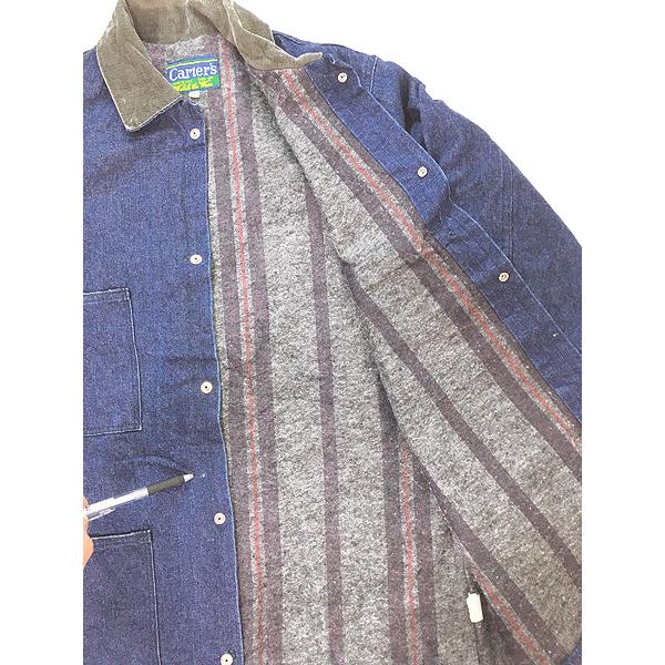 古着 70s USA製 Carter's ブランケット ライナー 真紺 デニム ワーク カバーオール ジャケット 38 極上!! 古着 70s USA製 Carter's ブランケット ライナー 真紺 デニム ワーク