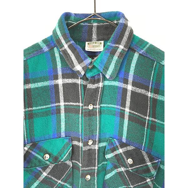 古着 90s FIVE BROTHER 好配色 グリーン チェック ヘビー フランネル