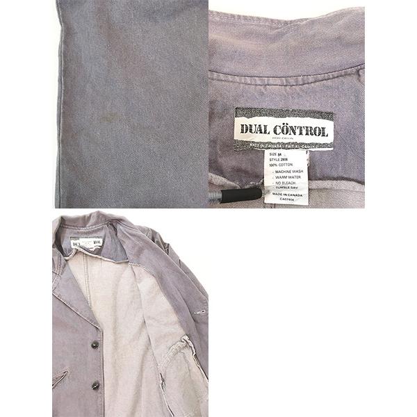 古着 90s 製 DUAL CONTROL 100%コットン 先染め パープル デニム チェスター コート ロング丈 M 古着 90s Canada製 DUAL CONTROL 100%コットン 先染め パープル デニム