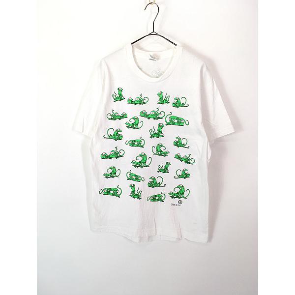 90's トカゲ 四十八手 48手 プリント エロT SEX Tシャツ tee 90s 48手Tee 