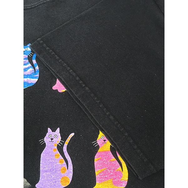 古着 猫 ネコちゃん マルチ パターン アニマル ポップ アート Tシャツ