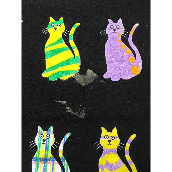 古着 猫 ネコちゃん マルチ パターン アニマル ポップ アート Tシャツ