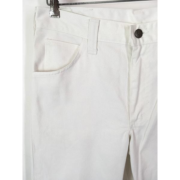 古着 70s Lee ホワイト コットンツイル フレア ベルボトム パンツ W31 