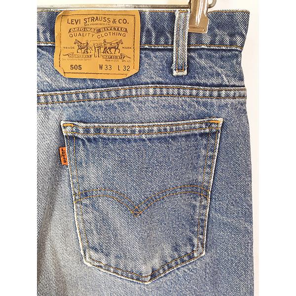 古着 90s USA製 Levi's 505-0217 ヒゲ 縦落ち ブルー デニム パンツ