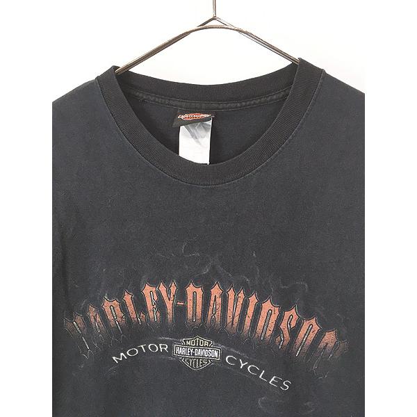 古着 00s USA製 HARLEY DAVIDSON BIG ロゴバー&シールド Tシャツ XL