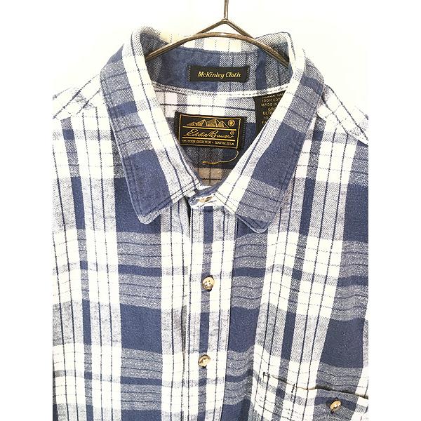 古着 80s USA製 Eddie Bauer 「McKinley Cloth」 ブルー×ホワイト