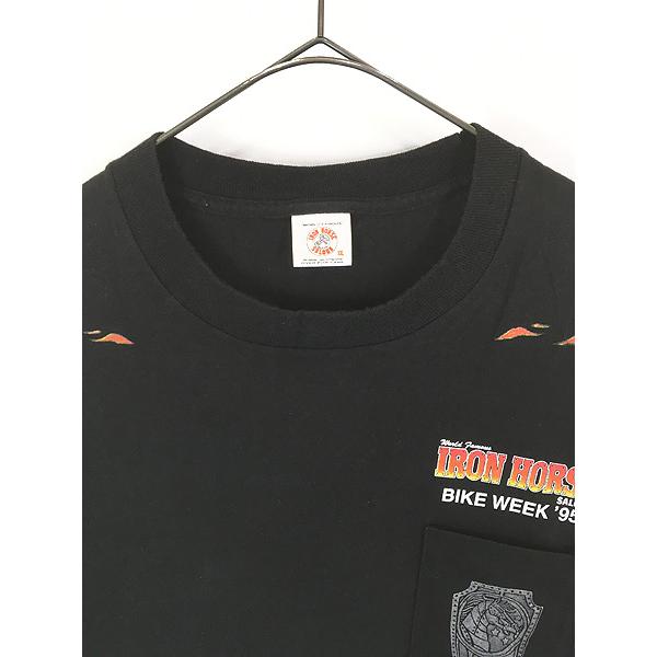 古着 90s USA製 IRON HORSE 「BIKE WEEK 95」 ファイヤー バイク